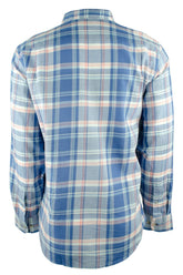 Men's Trim Fit Plaid Button Down Shirt-DB-S Dutch Blue
